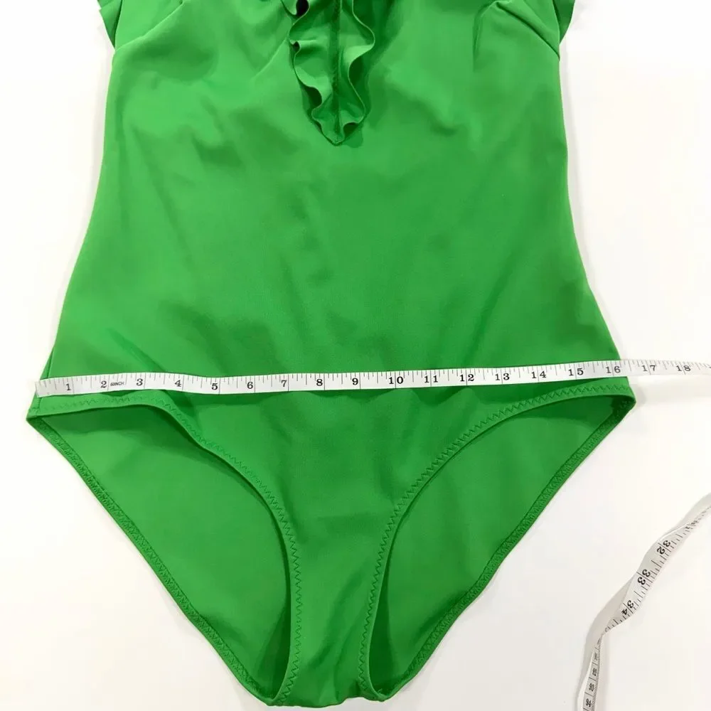 & Other Stories Kelly Green Ruffle One-Piece Swimsuit with Crisscross Straps 12